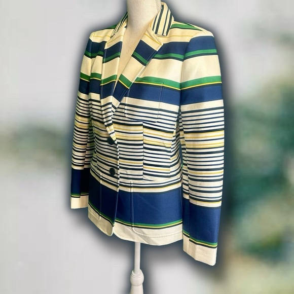 NWOT Tommy Hilfiger ‘3-Pocket’ Ivory & Navy Striped Button Front Blazer Size 8 - Picture 7 of 16